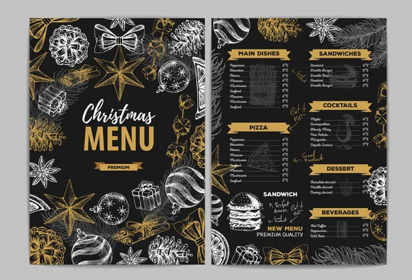 Restaurant Kerst Vakantie Menu Ontwerp — Stockvector