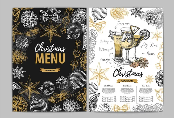 Restaurant Weihnachten Urlaub Menü Design — Stockvektor