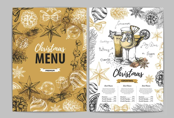 Étterem Karácsonyi Ünnep Menü Design — Stock Vector
