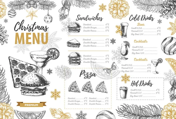Restaurante Navidad Menú Diseño — Archivo Imágenes Vectoriales