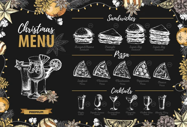 Wygląd Menu Holiday Restaurant Boże Narodzenie — Wektor stockowy