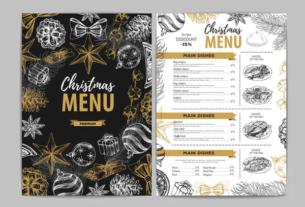 Desenho Mão Natal Design Menu Férias Menu Restaurante —  Vetores de Stock
