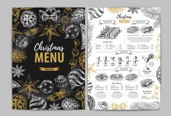 Desenho Mão Natal Design Menu Férias Menu Restaurante —  Vetores de Stock