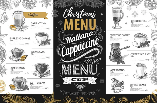 手绘圣诞假期菜单设计 餐厅菜单 — 图库矢量图片