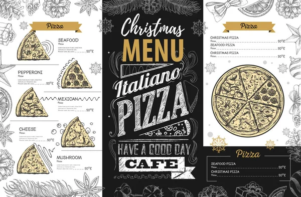 Desenho Mão Natal Design Menu Férias Menu Restaurante — Vetor de Stock