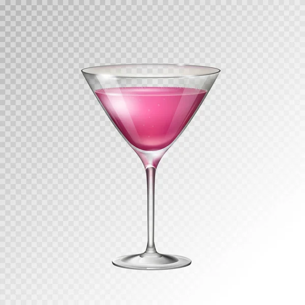 Realistische Kosmopolitische Cocktailglas Vectorillustratie Transparante Achtergrond — Stockvector