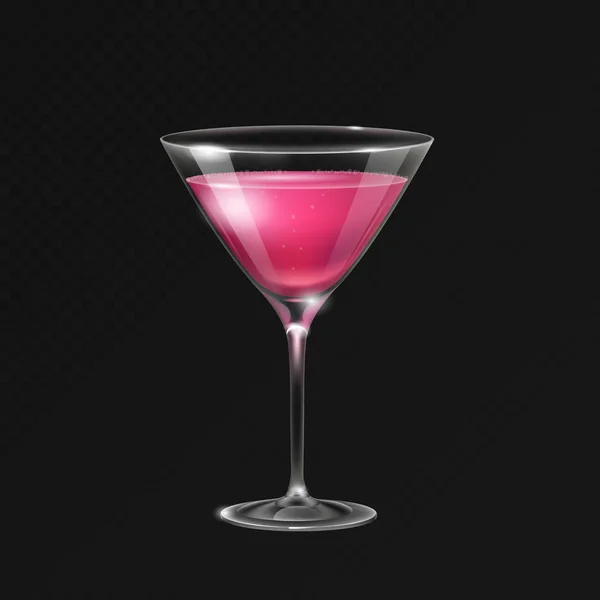 Verre Cosmopolite Cocktail Réaliste Illustration Vectorielle Sur Fond Transparent — Image vectorielle