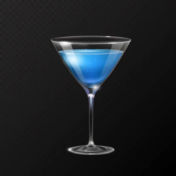 Realistische Cocktail Blauwe Lagune Glas Vectorillustratie Transparante Achtergrond — Stockvector