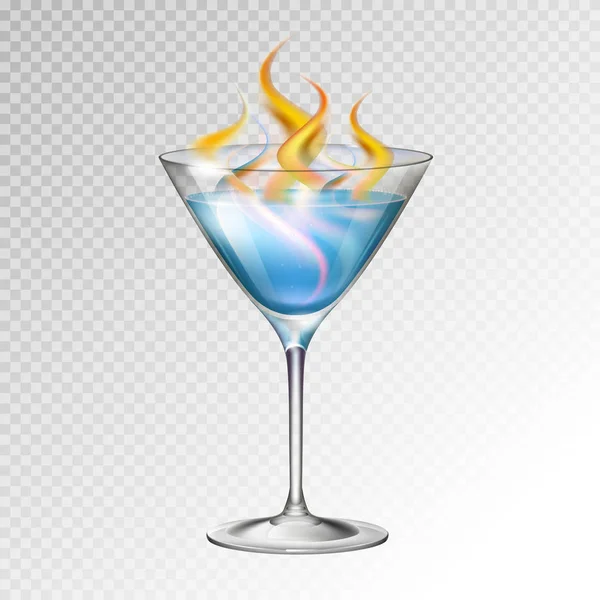 Realistic Cocktail Sambuka Glass Vector Illustration Transparent Background — Stock Vector