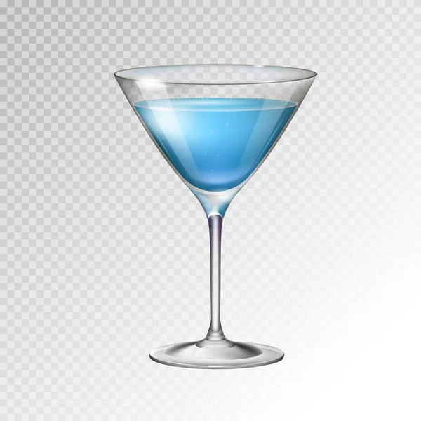 Illustration Vectorielle Verre Lagon Bleu Cocktail Réaliste Sur Fond Transparent — Image vectorielle