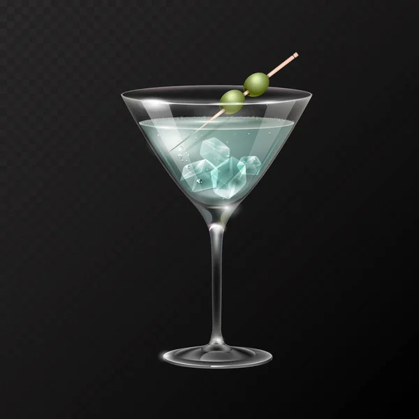 Illustration Vectorielle Verre Martini Cocktail Réaliste Sur Fond Transparent — Image vectorielle