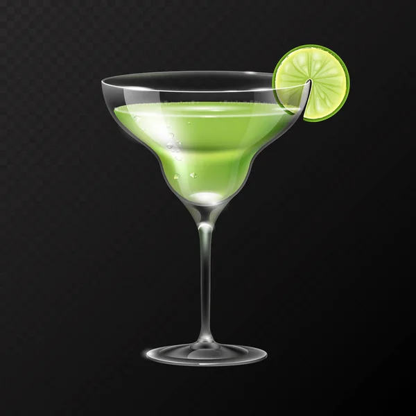 Realistische Cocktail Margarita Glazen Vectorillustratie Transparante Achtergrond — Stockvector