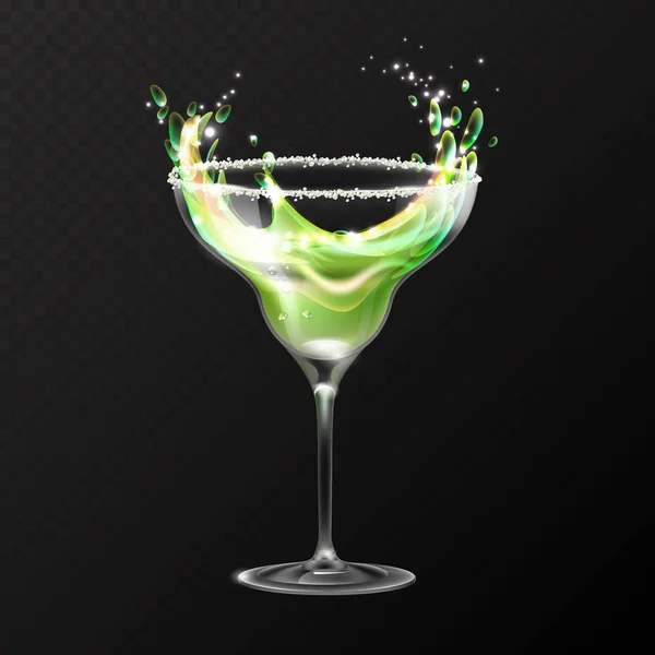 Realistische Cocktail Margarita Glas Vektor Illustration Auf Transparentem Hintergrund — Stockvektor