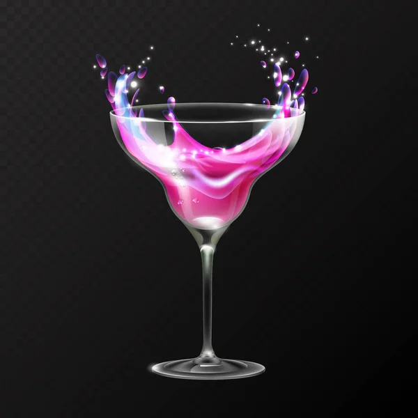Realistiska Kosmopolitiska Cocktailglas Vektorillustration Transparent Bakgrund — Stock vektor
