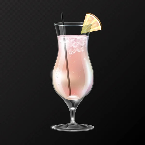 现实的鸡尾酒皮纳科拉达玻璃矢量插图在透明的背景 — 图库矢量图片