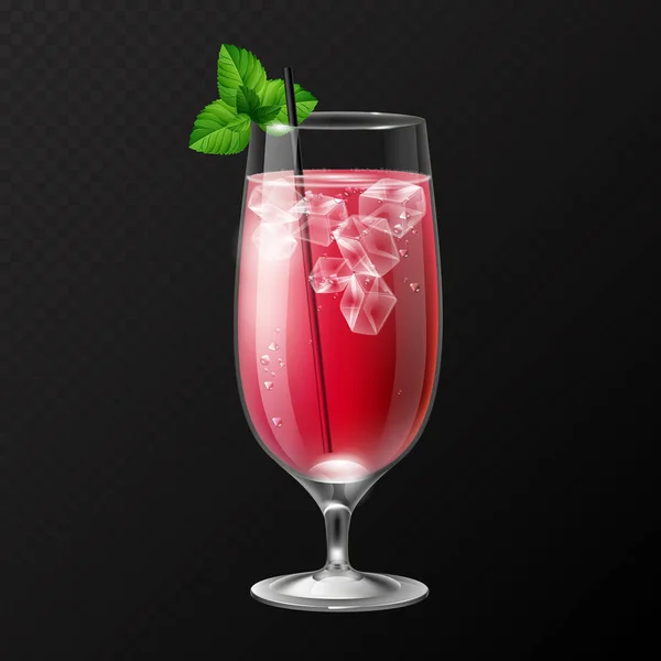 Cocktail Realistico Sanguinosa Illustrazione Vettoriale Vetro Maria Sfondo Trasparente — Vettoriale Stock