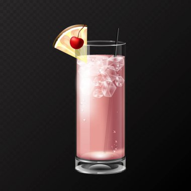 Gerçekçi kokteyl pina colada cam vektör çizim şeffaf arka plan üzerinde