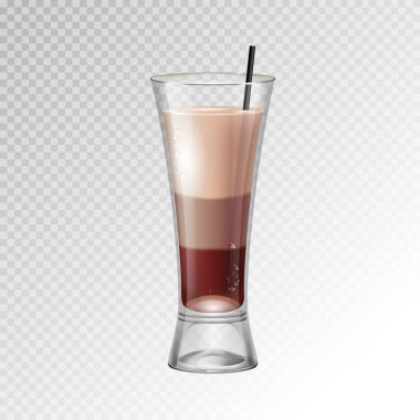 Gerçekçi kokteyl İrlandalı kahve cam vektör çizim şeffaf arka plan üzerinde