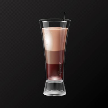 Gerçekçi kokteyl İrlandalı kahve cam vektör çizim şeffaf arka plan üzerinde