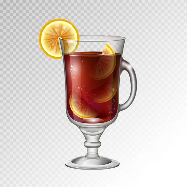 Realistische Cocktail Long Island Eistee Glas Vektor Illustration Auf Transparentem — Stockvektor