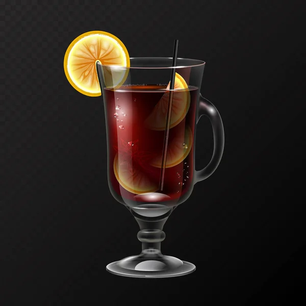 现实的鸡尾酒长岛冰茶玻璃向量例证在透明背景 — 图库矢量图片