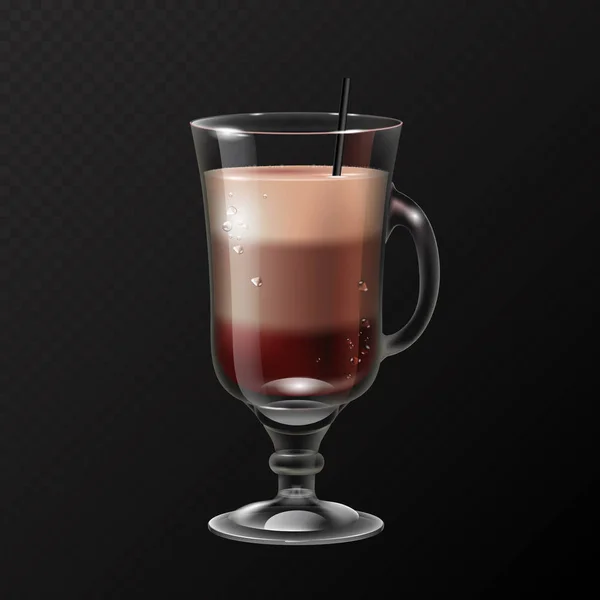 Realistische Cocktail Irischen Kaffee Glas Vektor Illustration Auf Transparentem Hintergrund — Stockvektor