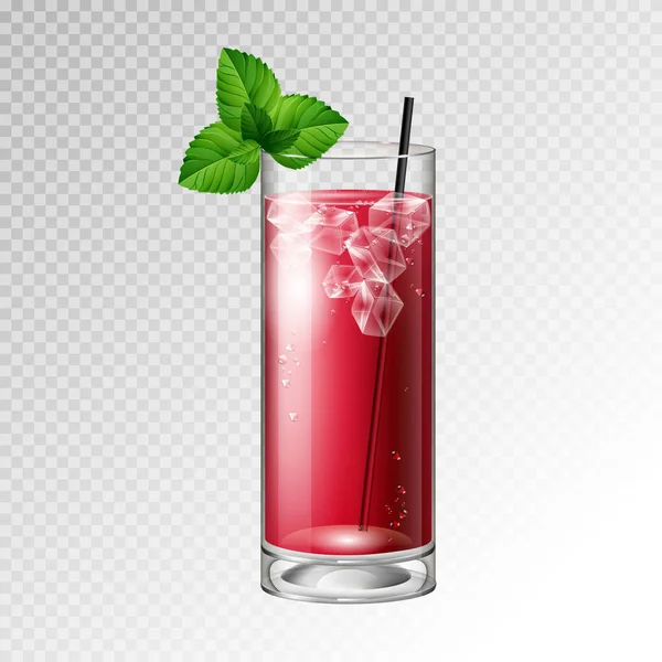 Verre Réaliste Cocktail Sanglant Mary Illustration Vectorielle Verre Sur Fond — Image vectorielle