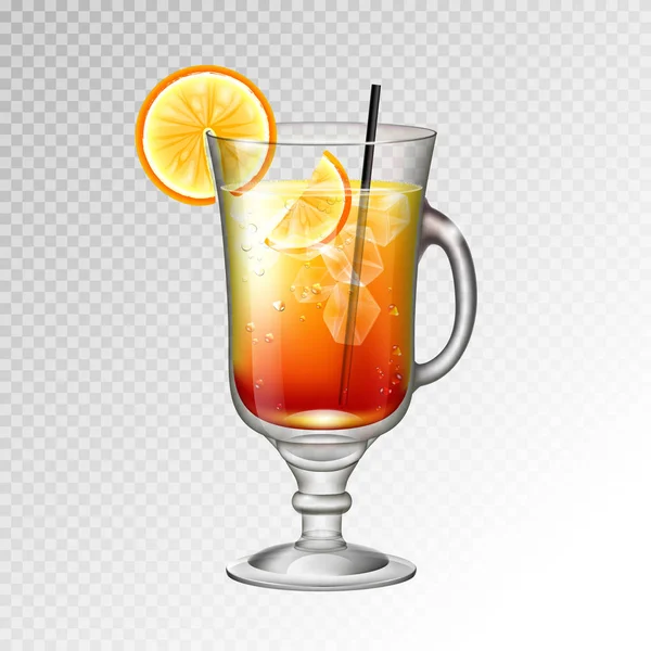 Gerçekçi kokteyl tekila sunrise cam vektör çizim şeffaf arka plan üzerinde