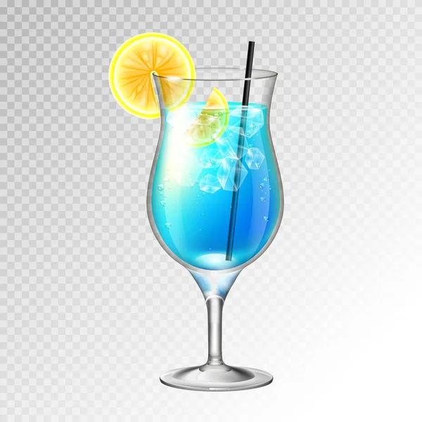 Ilustración Realista Del Vector Cristal Laguna Azul Cóctel Sobre Fondo — Vector de stock