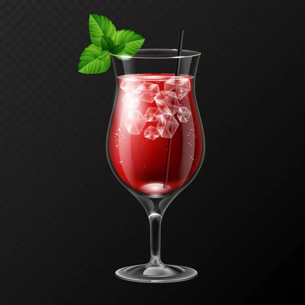 Verre Réaliste Cocktail Sanglant Mary Illustration Vectorielle Verre Sur Fond — Image vectorielle