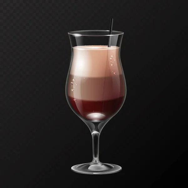 Realistiska Cocktail Irish Coffee Glas Vektorillustration Transparent Bakgrund — Stock vektor