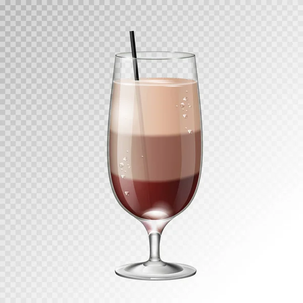 Realistische Cocktail Irischen Kaffee Glas Vektor Illustration Auf Transparentem Hintergrund — Stockvektor