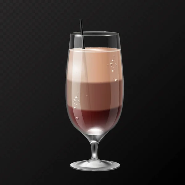 Realistische Cocktail Irish Coffee Glas Vectorillustratie Transparante Achtergrond — Stockvector