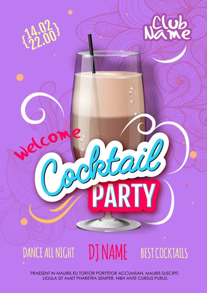 Cocktailparty Poster Eklektisch Modernen Stil Realistischer Cocktail — Stockvektor