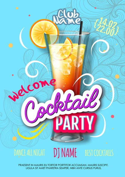 Affiche Cocktail Dans Style Éclectique Moderne Cocktail Réaliste — Image vectorielle