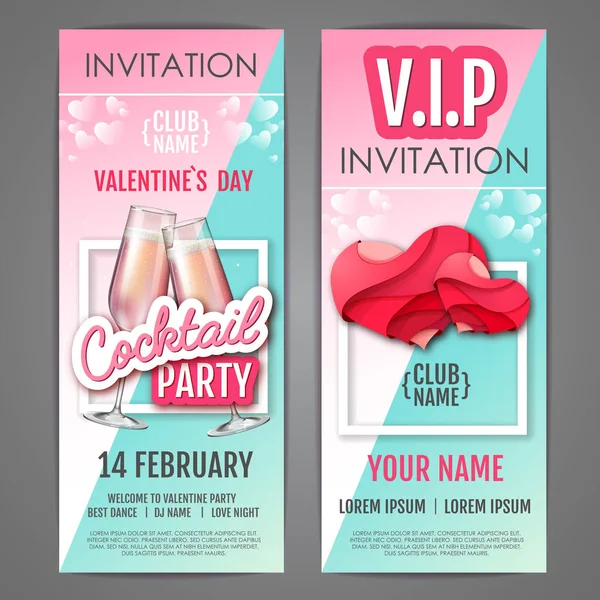 Szczęśliwy Valentine Day Disco Party Plakat Projekt Zaproszenia Walentynki — Wektor stockowy