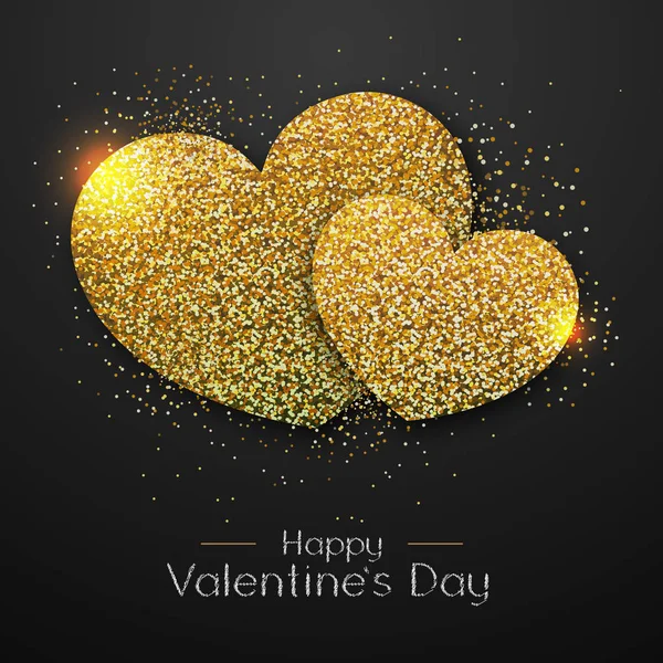 Cartaz Feliz Dia Dos Namorados Brilho Dourado Amor Coração Símbolo —  Vetores de Stock