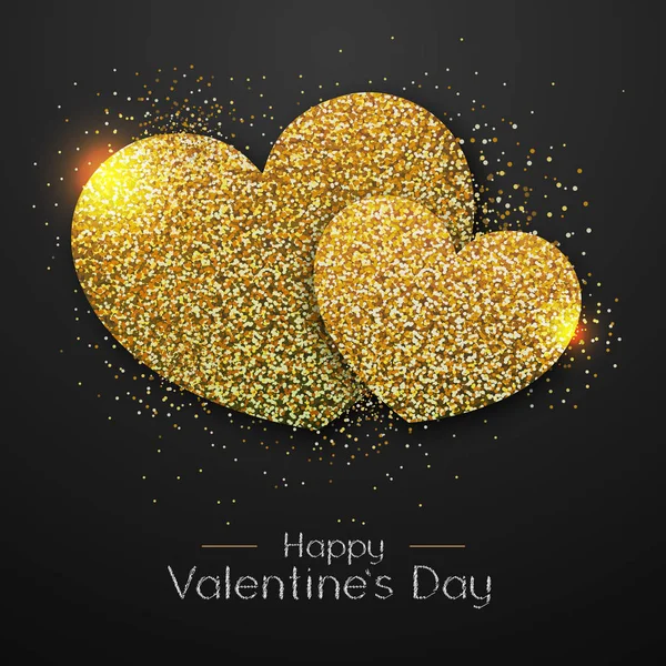 Buon San Valentino Poster Oro Scintilla Amore Cuore Simbolo — Vettoriale Stock