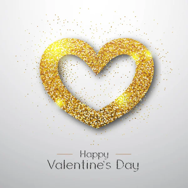 Happy Valentines Day Poster Gouden Schittering Liefde Hartsymbool — Stockvector