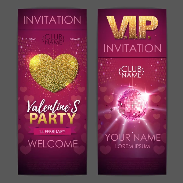 Joyeux Valentines Fête Disco Affiche Fête Conception Invitation — Image vectorielle