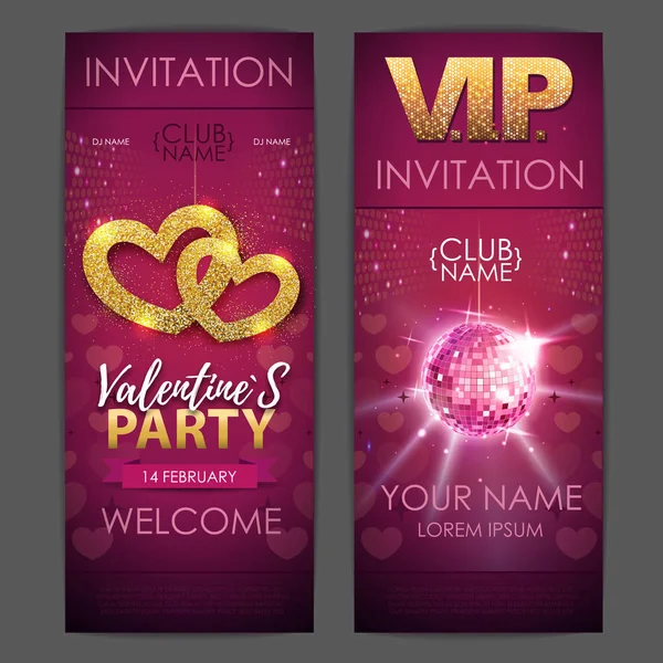 Joyeux Valentines Fête Disco Affiche Fête Conception Invitation — Image vectorielle