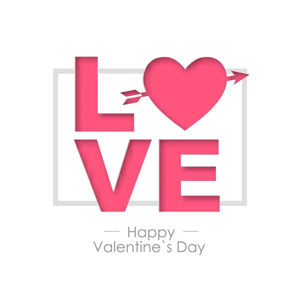 愛の心と幸せなバレンタインデーの背景 Typgraphy グリーティング カード デザイン — ストックベクタ