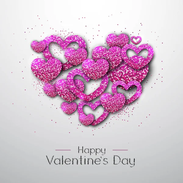 Joyeux Fond Saint Valentin Avec Coeur Amour Typgraphie Conception Carte — Image vectorielle