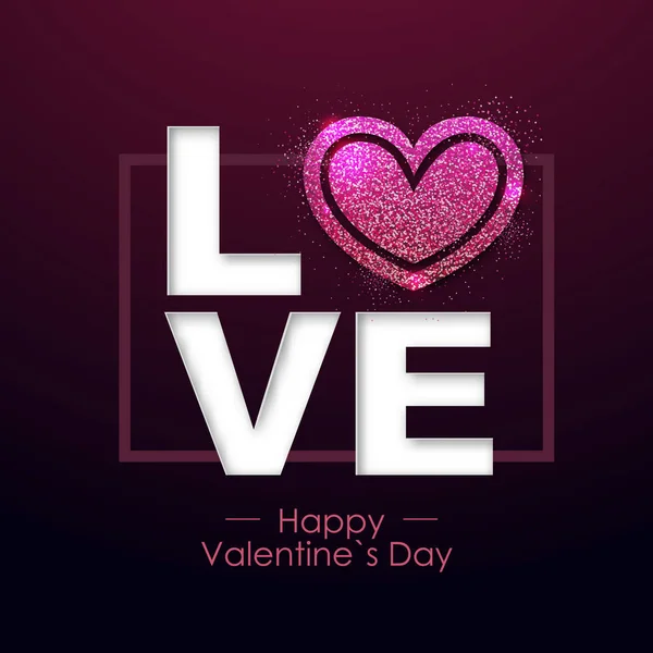 Mutlu Sevgililer Günü Arka Plan Aşk Kalp Ile Typgraphy Tebrik — Stok Vektör