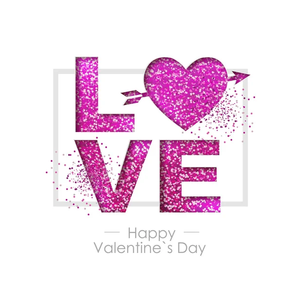 Feliz Día San Valentín Fondo Con Corazón Amor Diseño Tarjeta — Vector de stock
