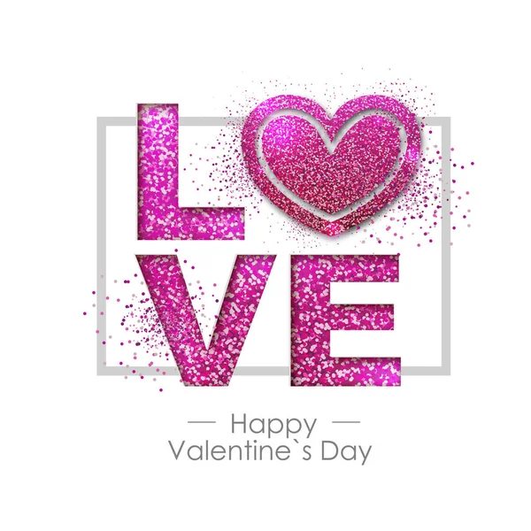 Happy Valentines Day Background Love Heart Typgraphy Greeting Card Design — Stock Vector