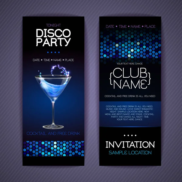 Disco Invitation Cocktail Party Document Template Design — Stock Vector