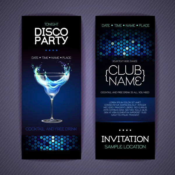 Invitation Disco Cocktail Conception Modèle Document — Image vectorielle