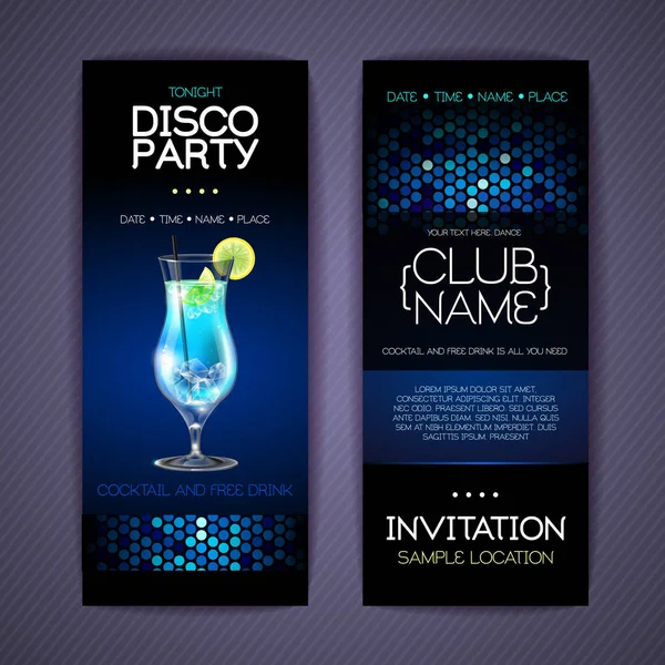 Invitation Disco Cocktail Conception Modèle Document — Image vectorielle