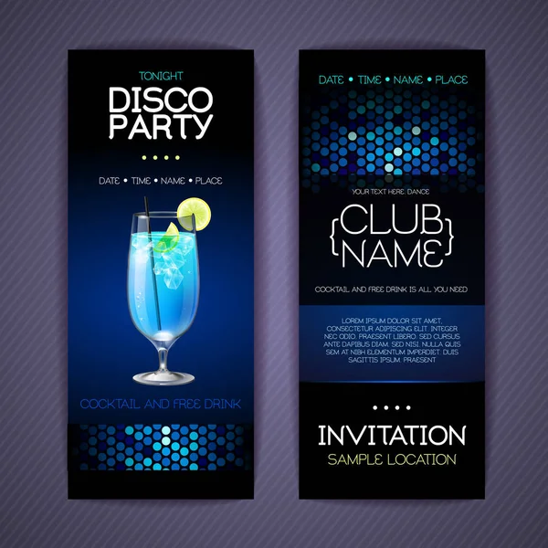 Disco Invitation Cocktail Party Document Template Design — Stock Vector